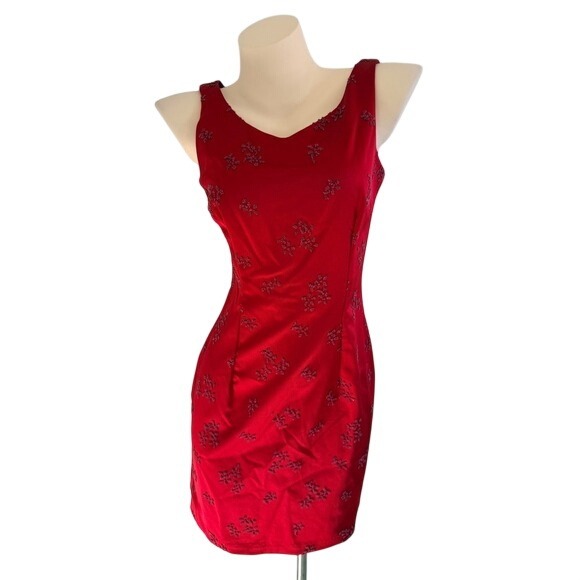 All that Jazz Dresses & Skirts - All That Jazz Vintage Coquette Red Beaded Satin Mini Dress Size 7/8 Made in USA